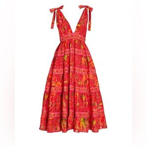 Farm Rio Solar Forest Tierred Midi Dress